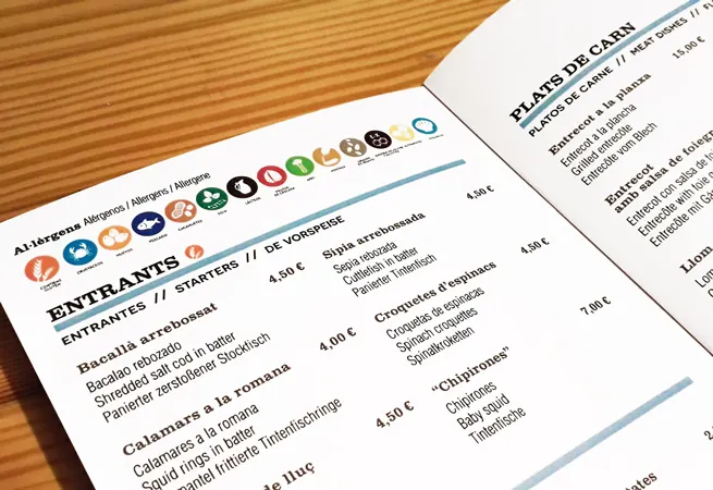 Cartas de restaurante — ejemplo 4